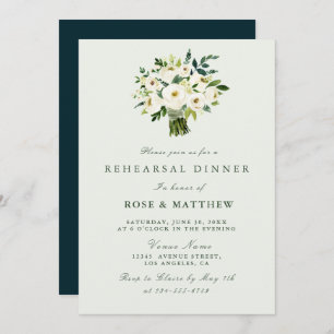 Invitation dîner de répétition d'été à fleurs blanches invita