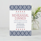 Invitation Dîner de répétition d'été rouge blanc et bleu (Debout devant)