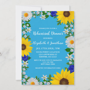 Invitation Dîner de répétition d'été Sky Blue Floral