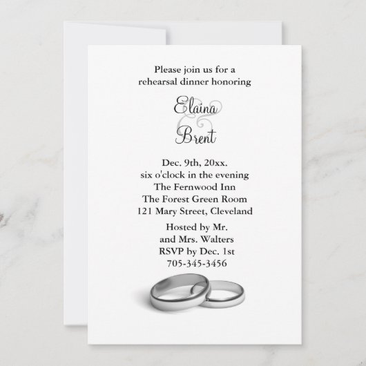 Invitation Dîner de répétition d'éternité (Devant)