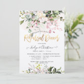 Invitation Dîner de répétition d'Eucalyptus rose Aquarelle (Debout devant)