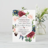 Invitation Dîner de répétition d'Hexagon floral de la marine  (Debout devant)