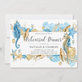 Invitation Dîner de répétition d'hippocampe de mariage de mer (Devant)