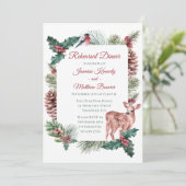 Invitation Dîner de répétition d'hiver Cerf Rouge Noël Floral (Debout devant)