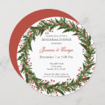 Invitation Dîner de répétition d'hiver de Noël Holly Wreath<br><div class="desc">Noël Holly Wreath Dîner de répétition hiver Invitations</div>