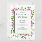 Invitation Dîner de répétition d'Hydrangea rose