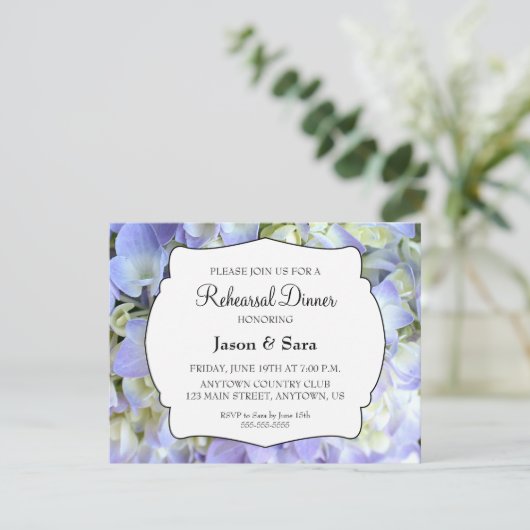 Invitation Dîner de répétition d'Hydrangea violet (Debout devant)