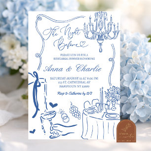 Invitation Dîner de répétition d'illustration dessinée à la m