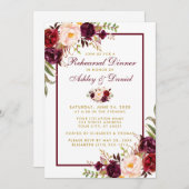 Invitation Dîner de répétition d'or Floral en Bourgogne W (Devant / Derrière)