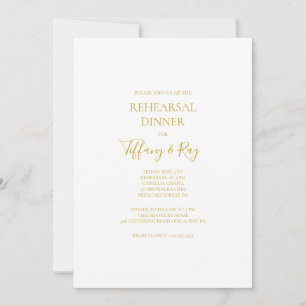Invitation Dîner de répétition d'or simple