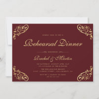 Dîner de répétition d'or vintage en faux rouge de