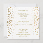 Invitation Dîner de répétition - Dots de confetti d'or élégan (Dos)