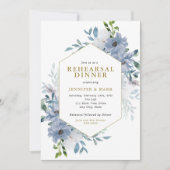 Invitation Dîner de répétition du Bouquet floral bleu (Devant)