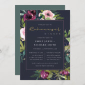 INVITATION DÎNER DE RÉPÉTITION DU BUNCH FLORAL BURGUNDY DE MA (Devant / Derrière)