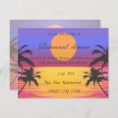 Invitation Dîner de répétition du coucher du soleil de plage (Devant / Derrière)