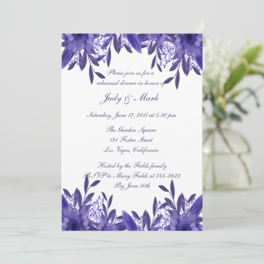 Invitation Dîner de répétition du feuillage bleu pourpre (Debout devant)