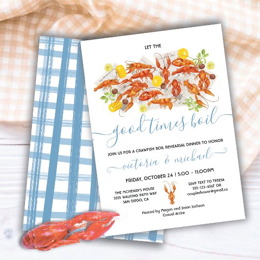 Invitation Dîner de répétition du Fiançailles de l'écrevisse