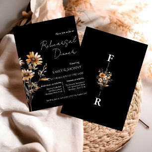 Invitation Dîner de répétition du Fleur sauvage de monogramme