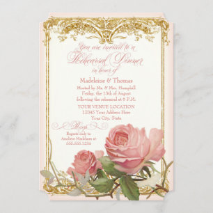 Invitation Dîner de répétition du manoir du Rose Vintage pari