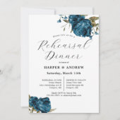 Invitation Dîner de répétition du Mariage bleu de la Marine (Devant)