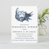 Invitation Dîner de répétition du Mariage Blue Seashell (Debout devant)