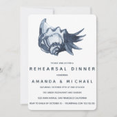Invitation Dîner de répétition du Mariage Blue Seashell (Devant)