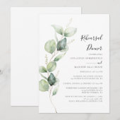 Invitation Dîner de répétition du Mariage botanique Eucalyptu (Devant / Derrière)