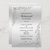 Invitation Dîner de répétition du Mariage de décoration d'arg (Devant / Derrière)