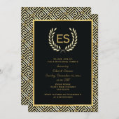 Invitation Dîner de répétition du mariage de la clé grecque e (Devant / Derrière)