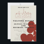 Invitation Dîner de répétition du Mariage de Las Vegas Casino<br><div class="desc">Un mariage amusant et moderne bienvenue dîner ou répétition invitation à invitation vos invités à votre événement à Las Vegas! Cette invitation comprend des graphismes en couleur rouge, un rendu moderne de la ligne d'horizon de Las Vegas, ainsi que des polices et du texte entièrement personnalisables sur arrière - plan...</div>