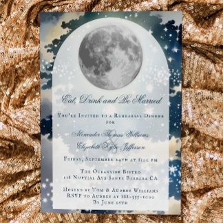 Invitation Dîner de répétition du Mariage de nuit lunaire