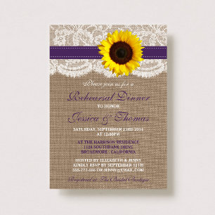 Invitation Dîner de répétition du Mariage de tournesol rustiq