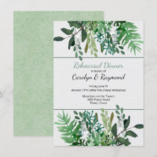 Invitation Dîner de répétition du Mariage du feuillage vert