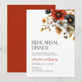 Invitation Dîner de répétition du Mariage Floral Automne (Devant / Derrière)