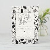 Invitation Dîner de répétition du Mariage Floral noir (Debout devant)