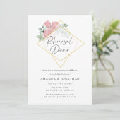 Invitation Dîner de répétition du Mariage géométrique Rose Eu (Debout devant)