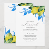 Invitation Dîner de répétition du Mariage méditerranéen Lemon (Devant / Derrière)