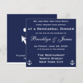 Invitation Dîner de répétition du Mariage nautique bleu Invit (Devant / Derrière)