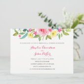 Invitation Dîner de répétition du Mariage rose aquarelle (Debout devant)