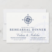 Invitation Dîner de répétition du Mariage Rose Compass (Devant)