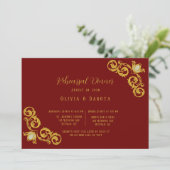 Invitation Dîner de répétition du Mariage royal rouge et or (Debout devant)