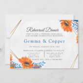 Invitation Dîner de répétition du Poppy bleu et orange (Devant)