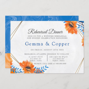 Invitation Dîner de répétition du Poppy bleu et orange