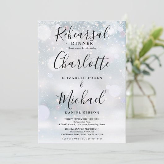 Invitation Dîner de répétition du script de signature de neig (Debout devant)