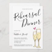 Invitation Dîner de répétition du toast de champagne (Devant / Derrière)