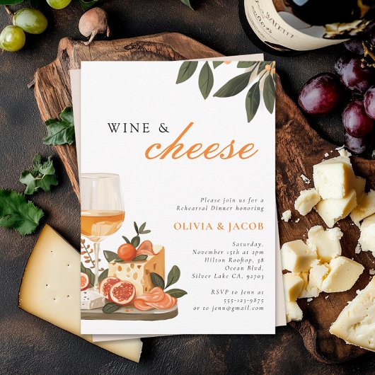 Invitation Dîner de répétition du vin et du fromage