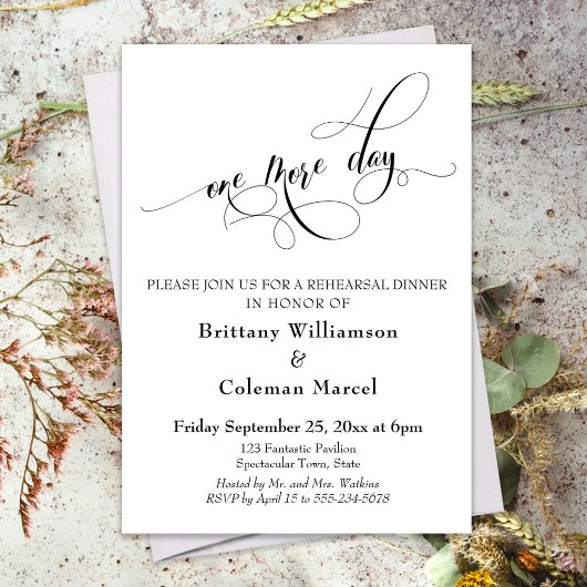 Invitation Dîner de répétition d'une journée