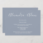 Invitation Dîner de répétition Dusty Blue Calligraphy Invitat (Devant / Derrière)