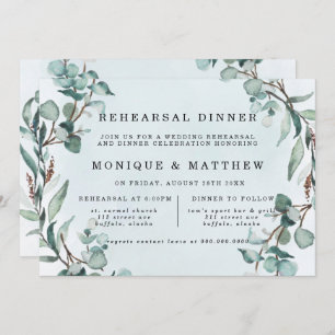 Invitation Dîner de répétition Dusty Blue Eucalyptus