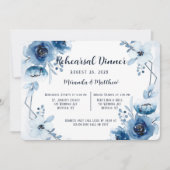 Invitation Dîner de répétition Dusty Et Navy Blue Peony (Devant)